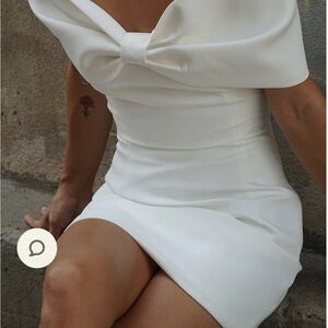 Meshki White Mini Dress with Bow Detail